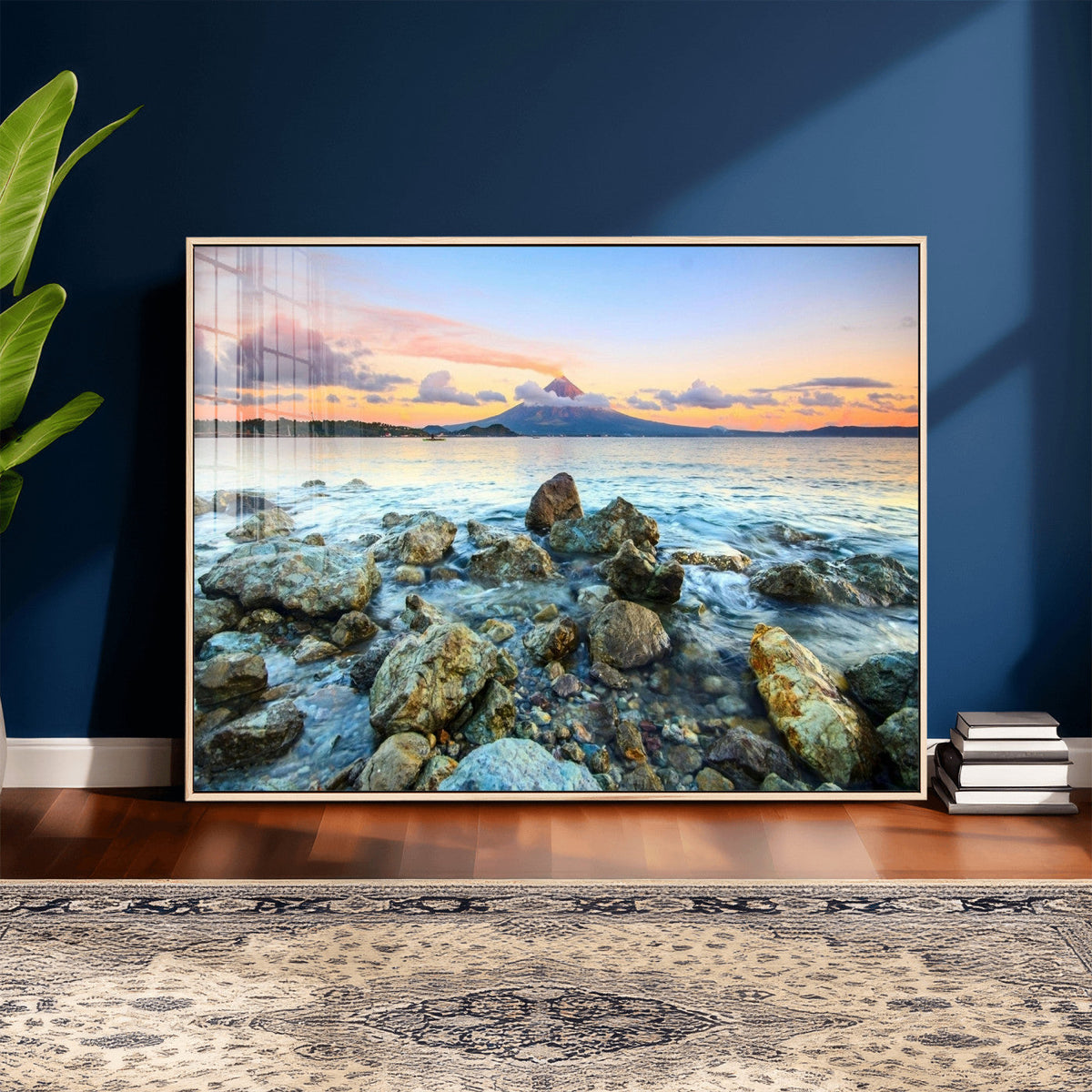 Mayon Volcano Seascape Wall Art Canvas Print, Tropical Ocean