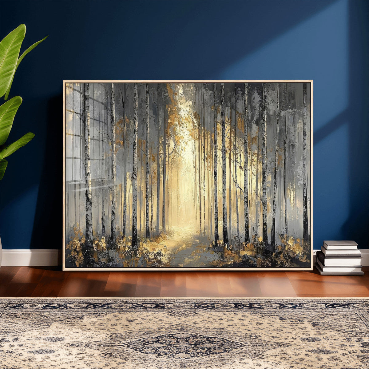 Abstract Birch Forest Wall Art Canvas Print – Modern Neutral