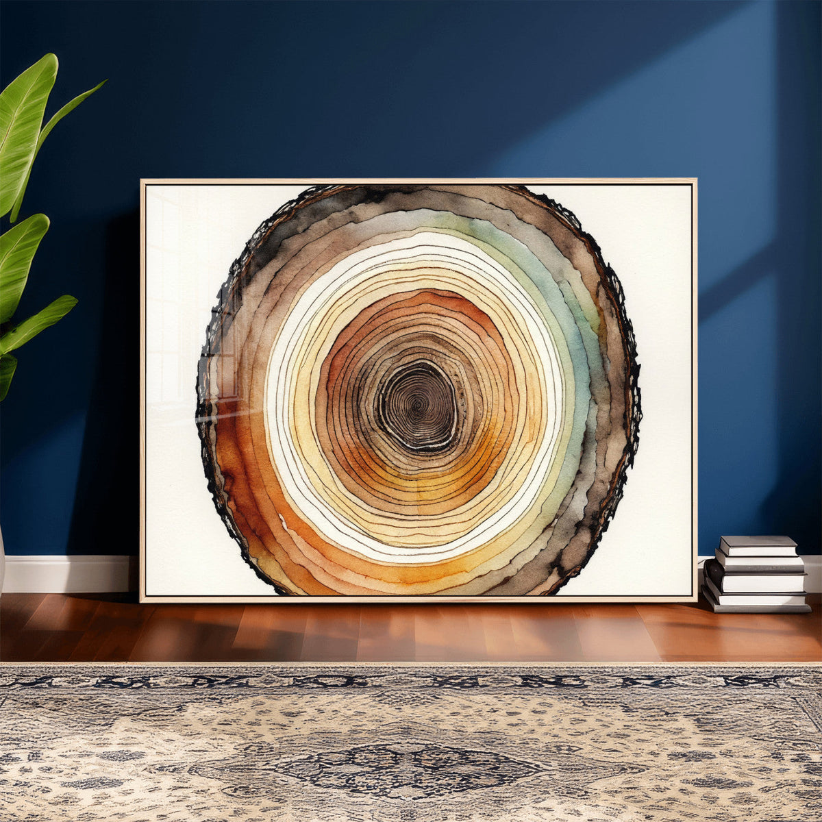 Natural Wood Slice Wall Art Canvas Print, Tree Ring Wall