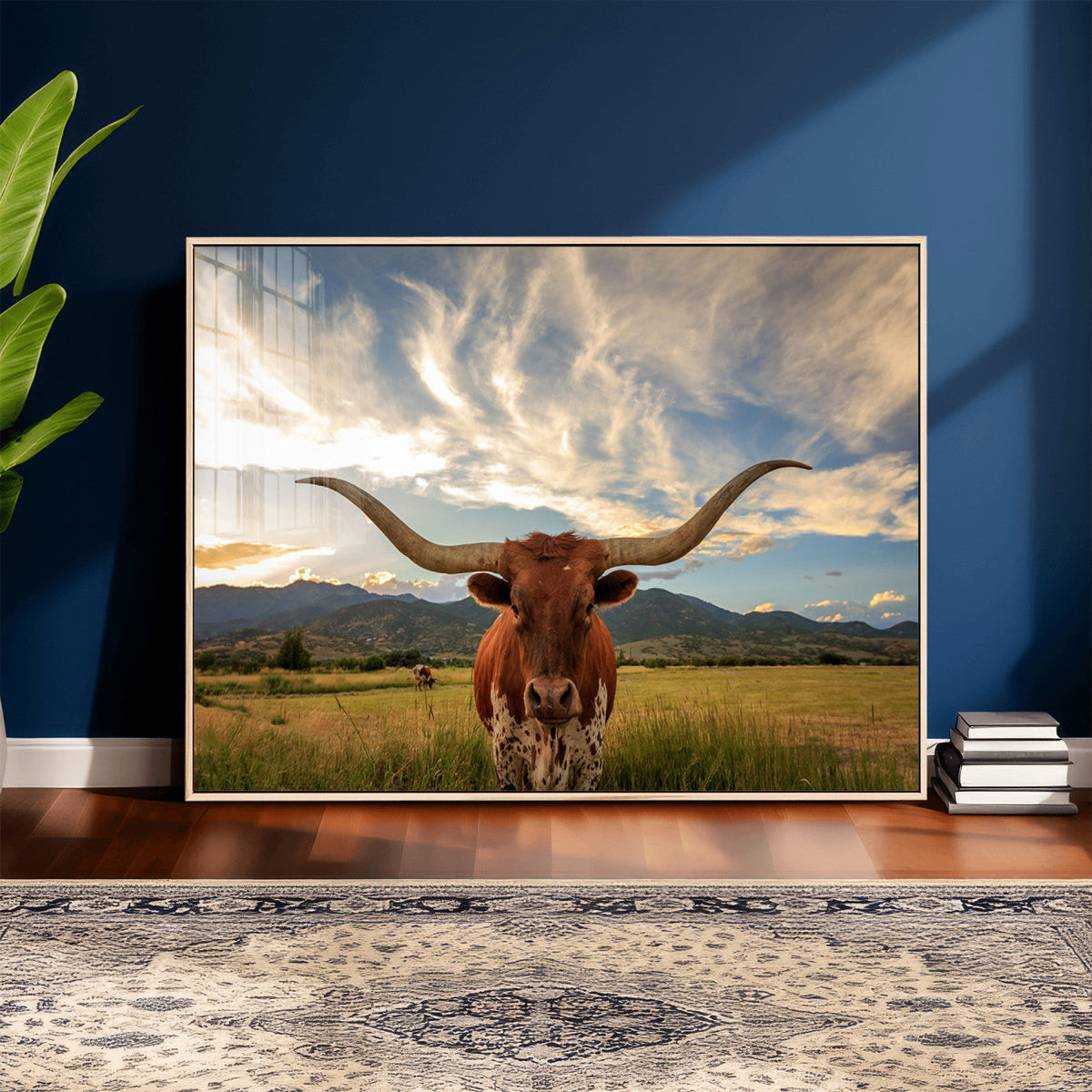 Texas Longhorn Canvas Wall Art – Majestic Triptych Animal