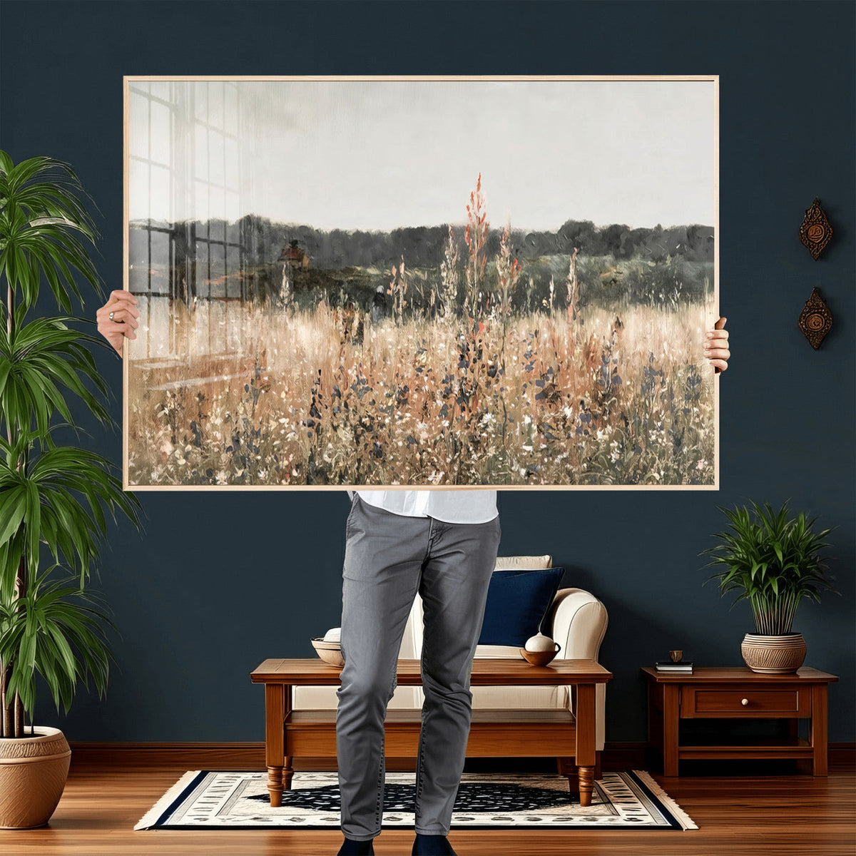 Rustic Field Landscape Wall Art Print, Giclee Canvas Wall
