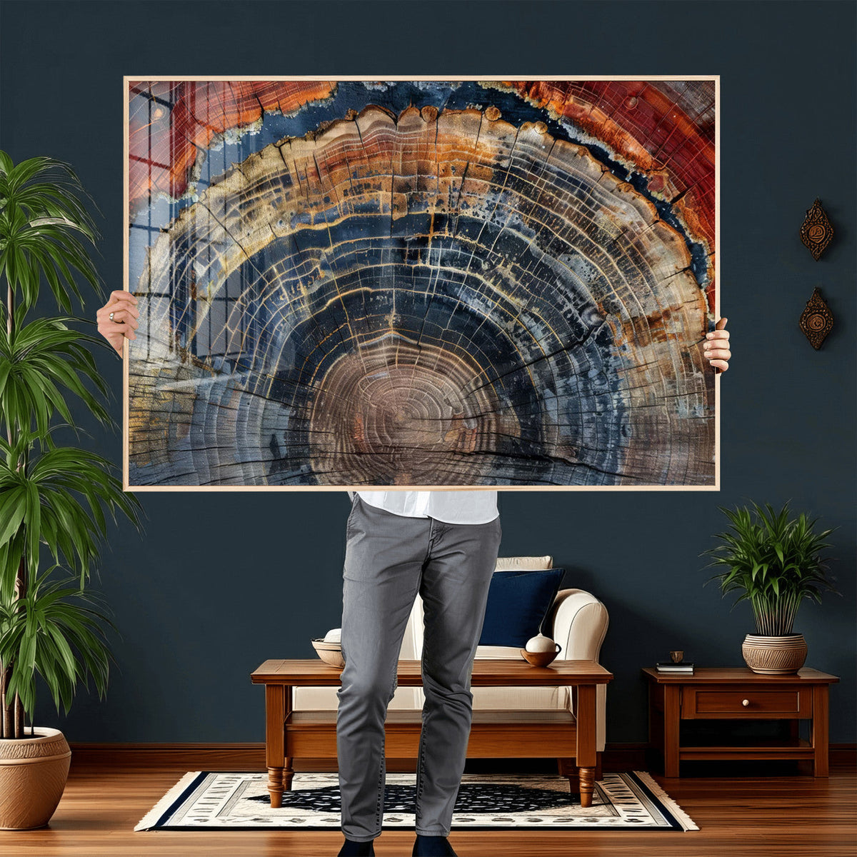 Abstract Tree Ring Wall Art Canvas Print