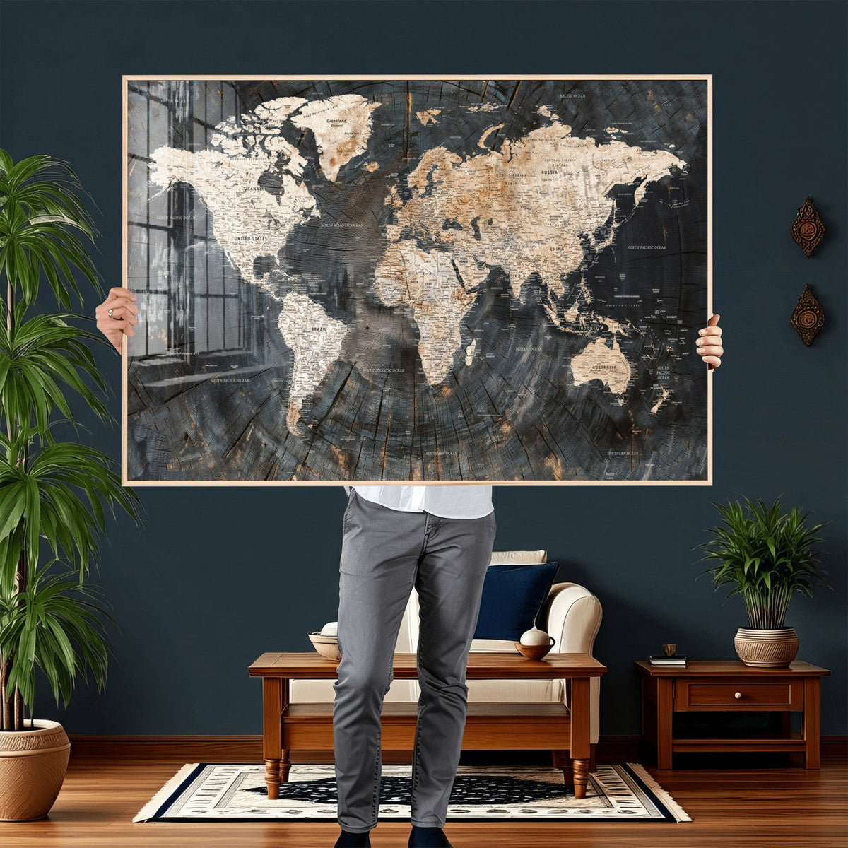 World Map Canvas Print – Detailed Map of the World Wall Art