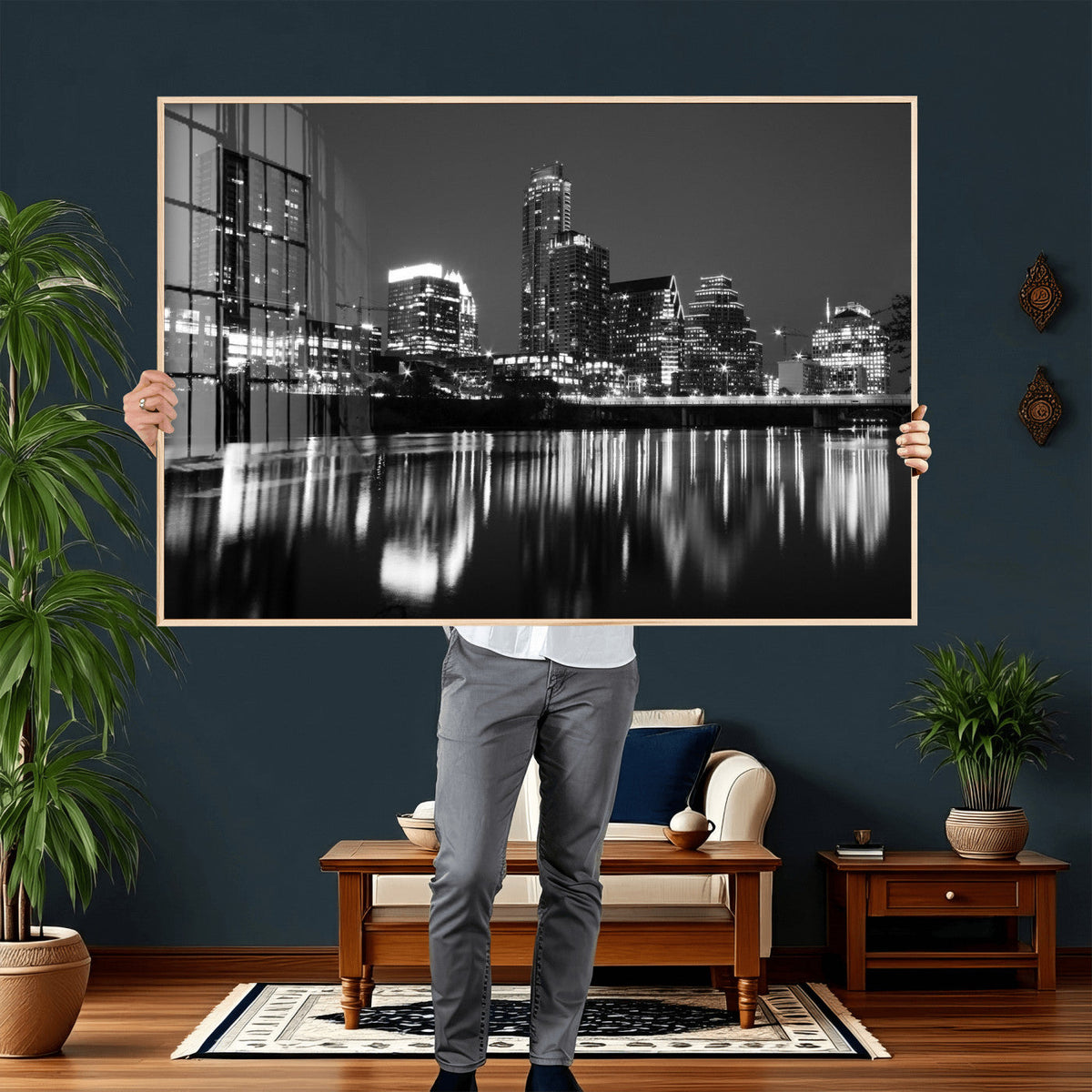 Austin Skyline Wall Art Canvas Print, Austin Downtown Night