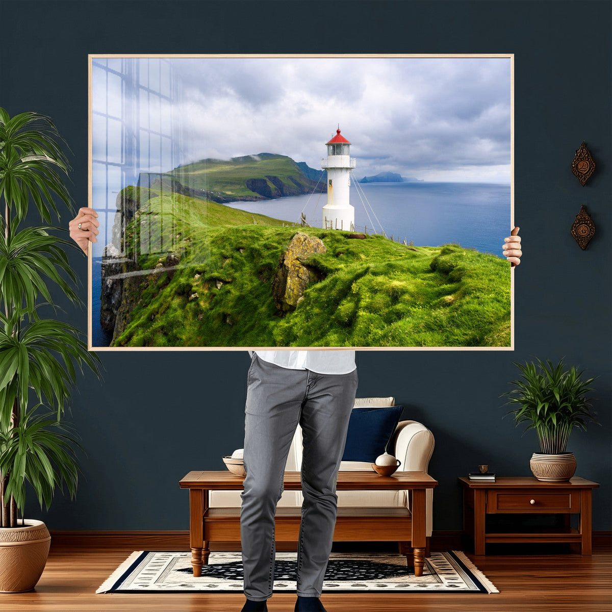Cliffside Lighthouse Wall Art Canvas Print – Coastal