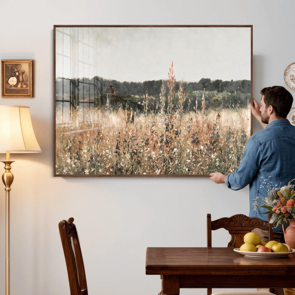 Rustic Field Landscape Wall Art Print, Giclee Canvas Wall