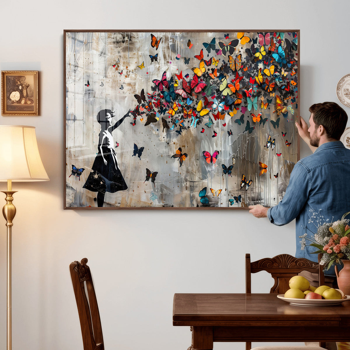 Butterfly Girl Wall Art – Vibrant Street Style Canvas Print,