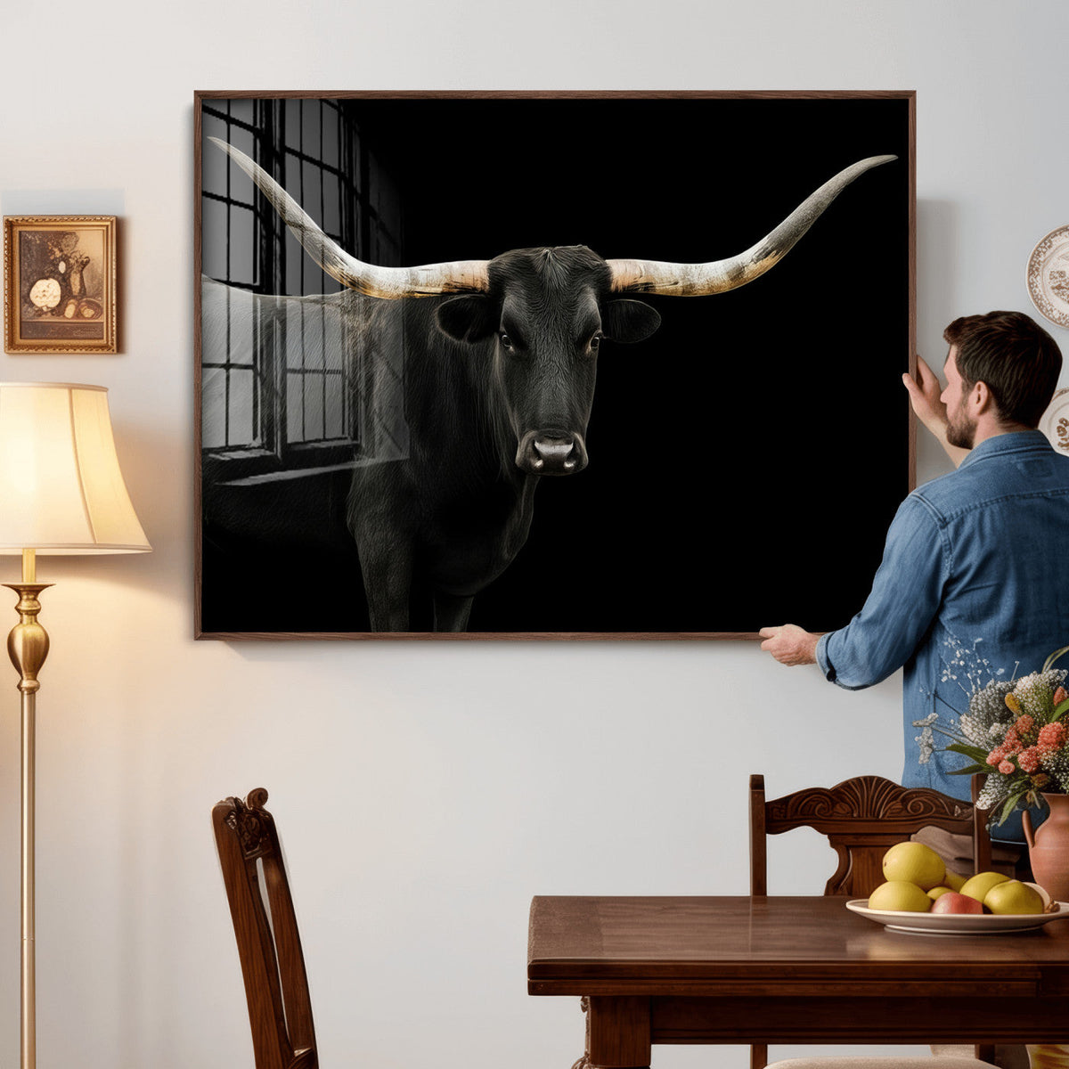 Longhorn Cattle Wall Art Canvas Print – Framed Texas Ranch