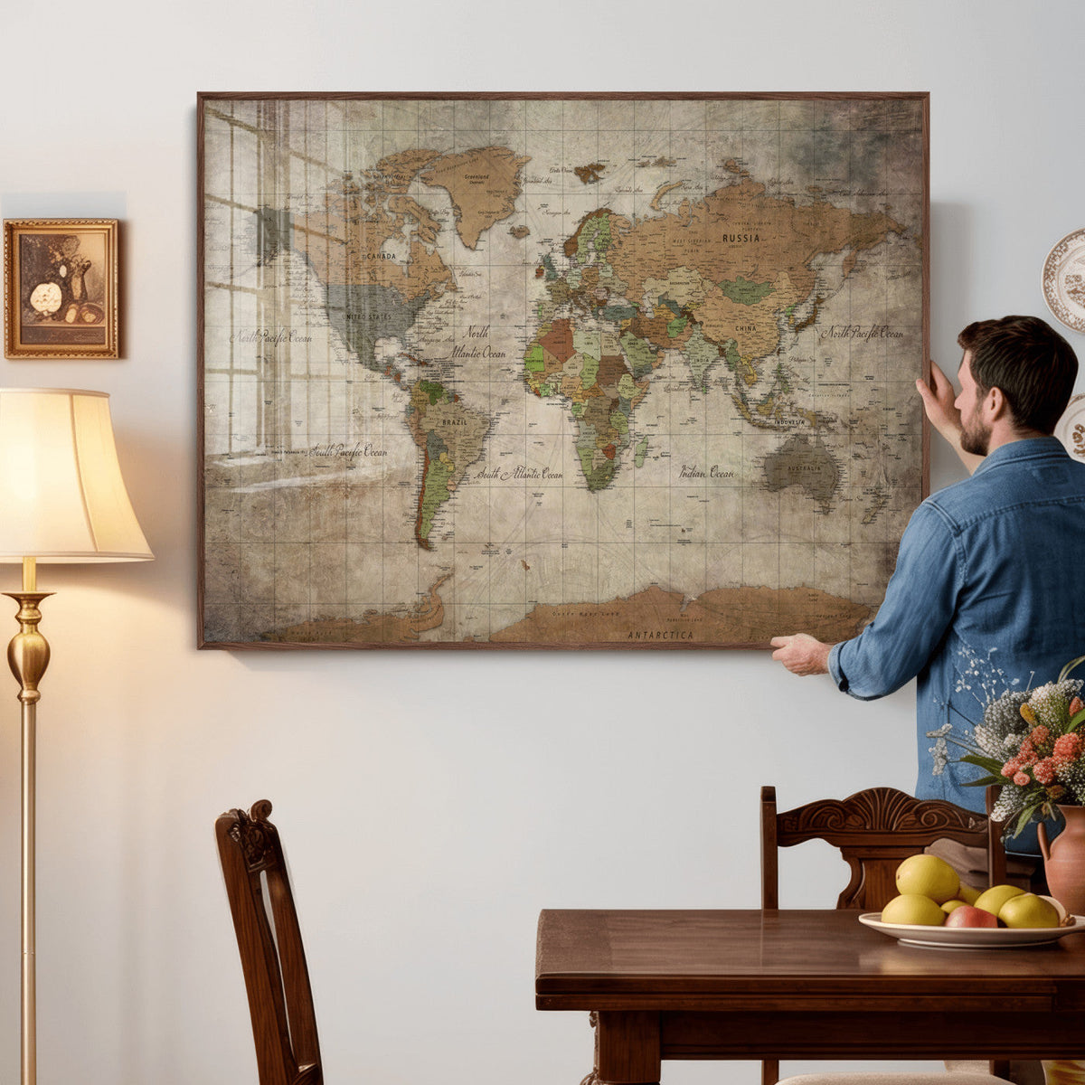 World Map Canvas Print – Framed Travel Map Wall Art for