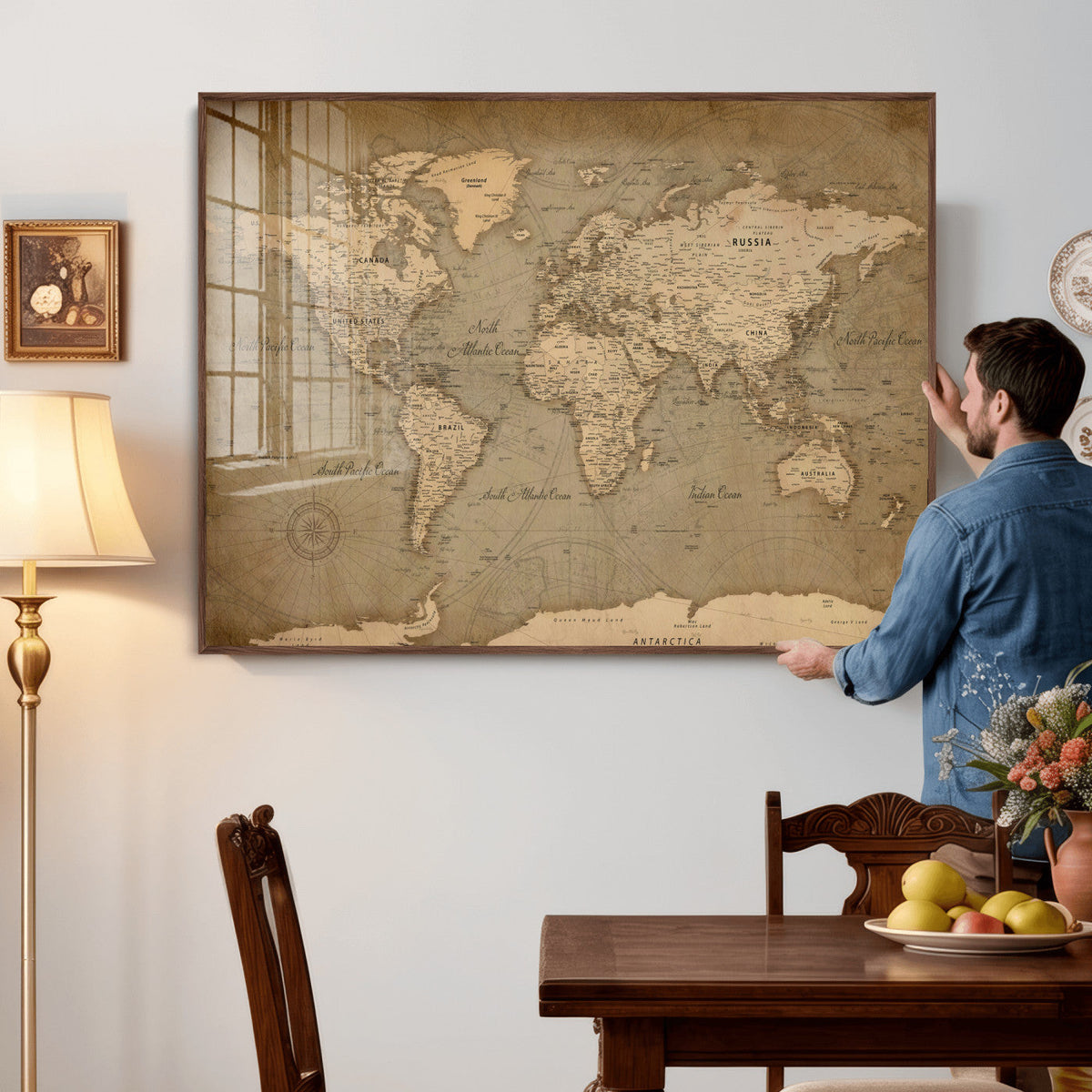 World Map Canvas Print – Framed Travel Map Wall Art for