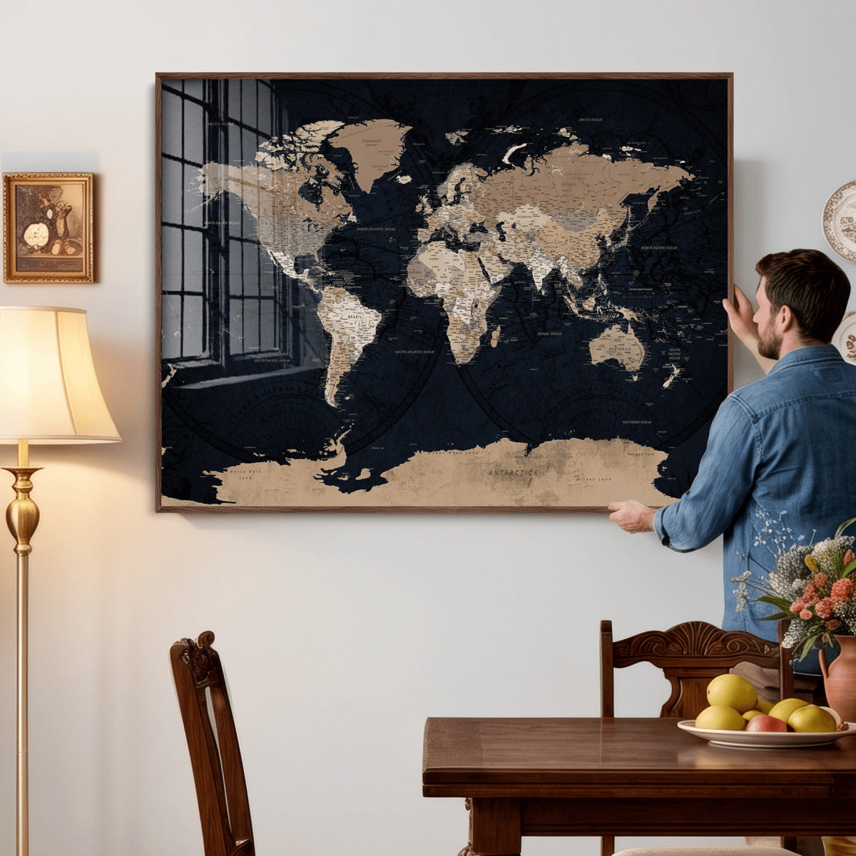 Grunge Wall Art World Map Canvas Print