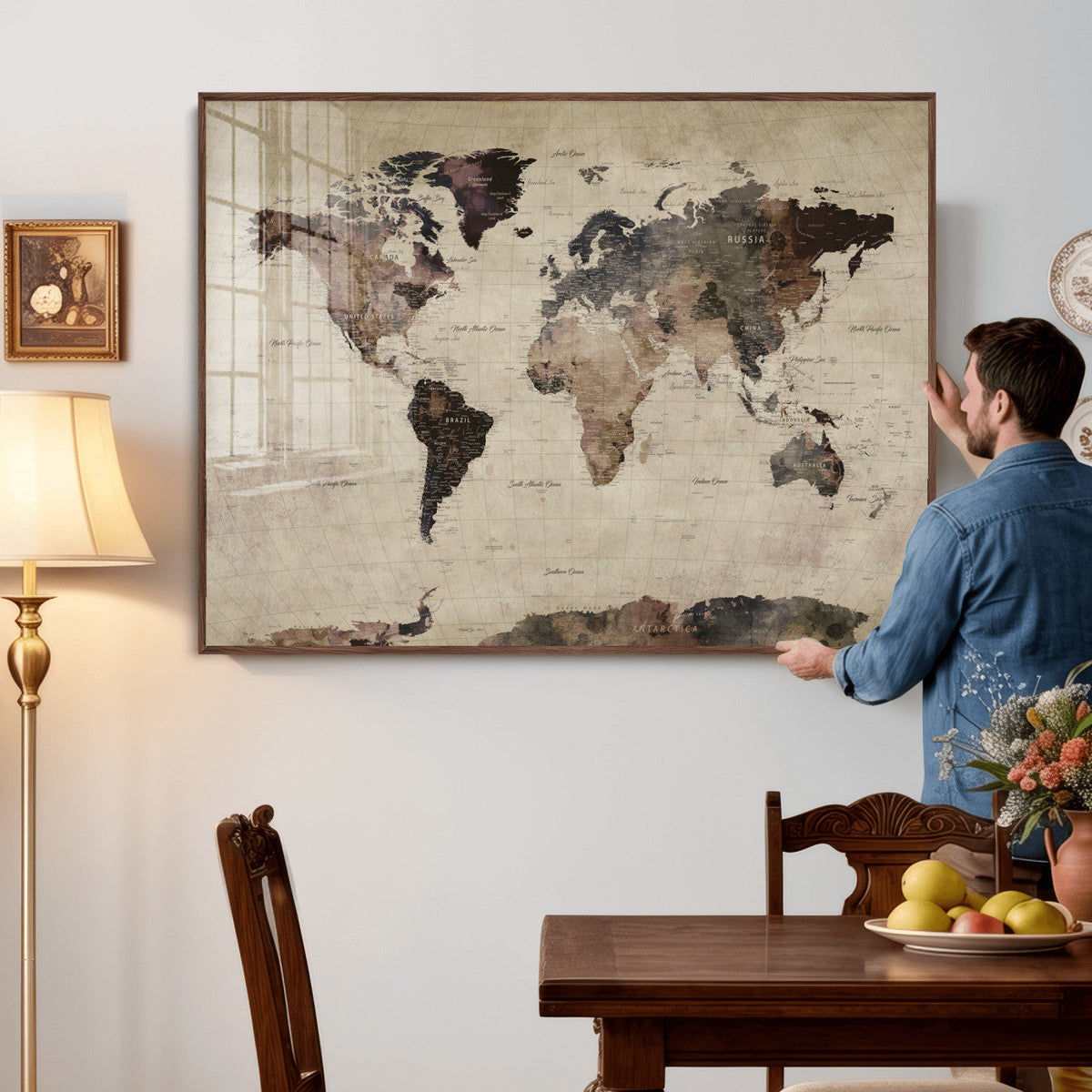 World Map Canvas Print – Detailed Map of the World Adventure