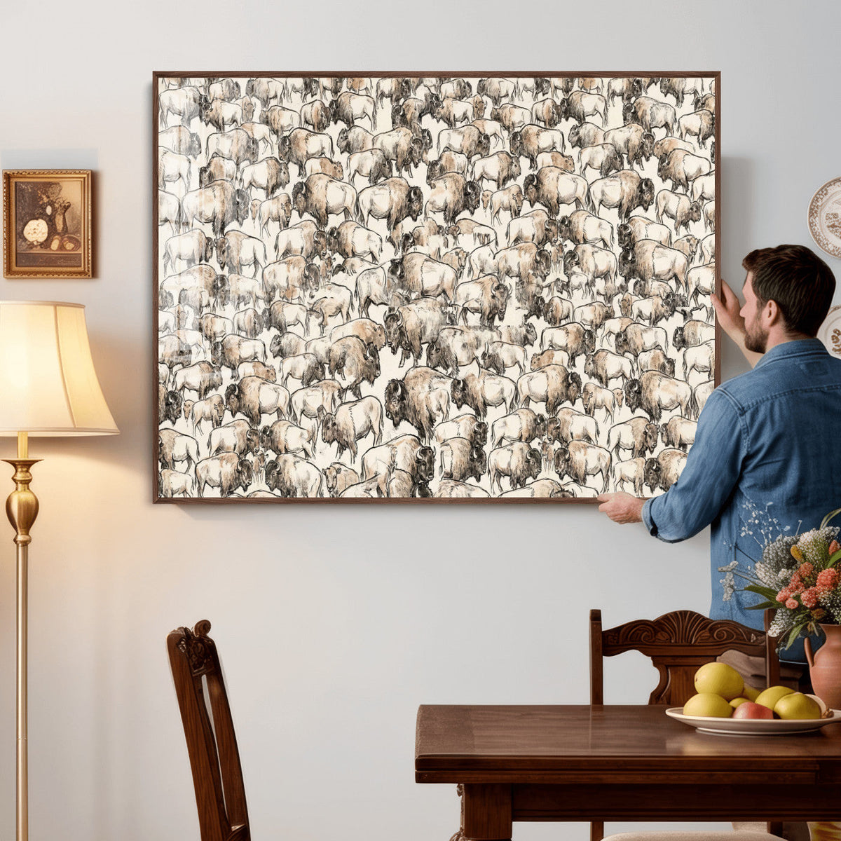 American Bison Canvas Print - Abstract Buffalo Wall Art