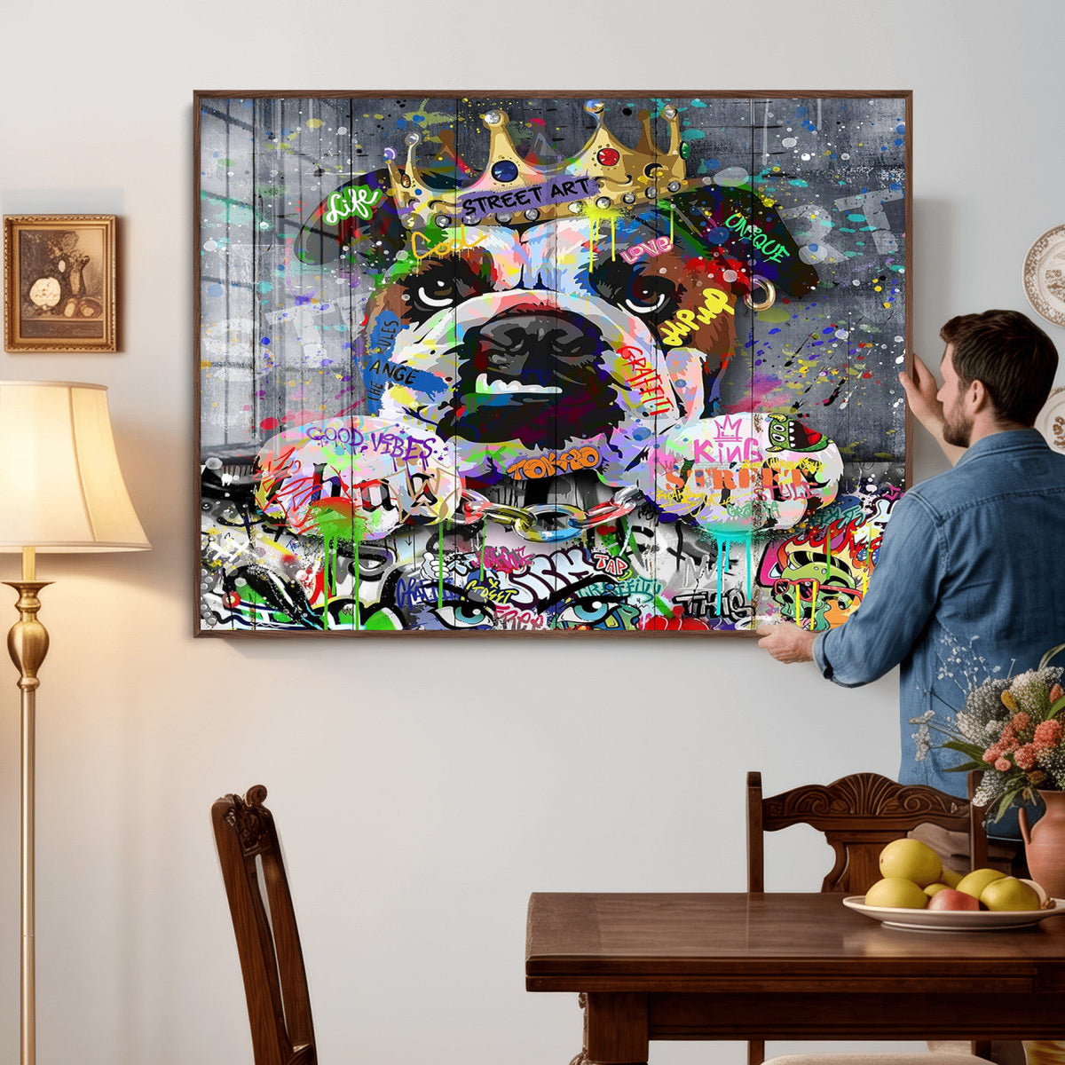 Graffiti Dog Wall Art Decor for Teen Bedroom - Abstract