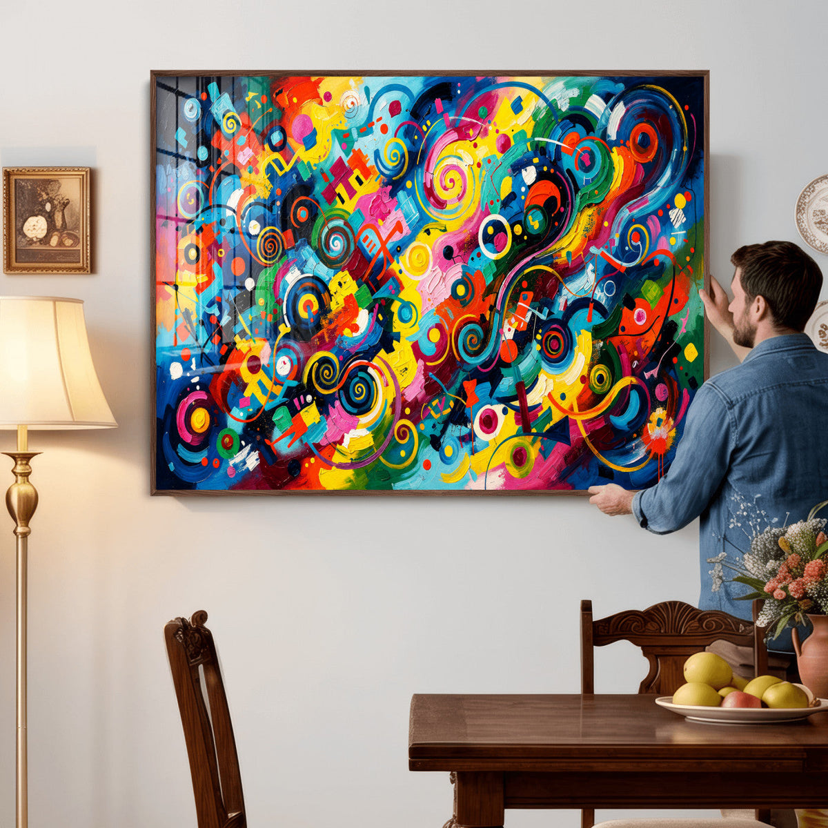 Geometric Abstract Wall Art Canvas Print, Bold Color
