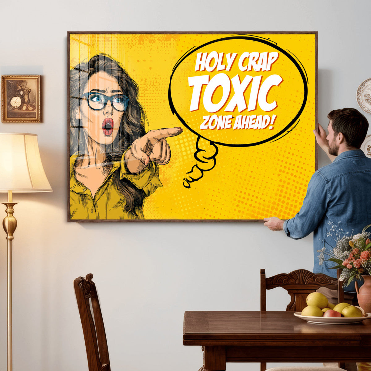 Pop Art Print Bathroom Sign Wall Art Canvas Print — Funny