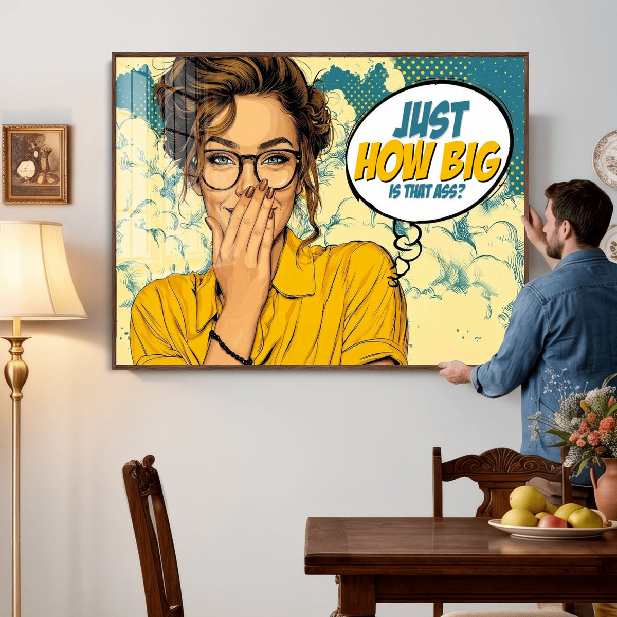Pop Art Print Bathroom Sign Wall Art Canvas Print — Funny
