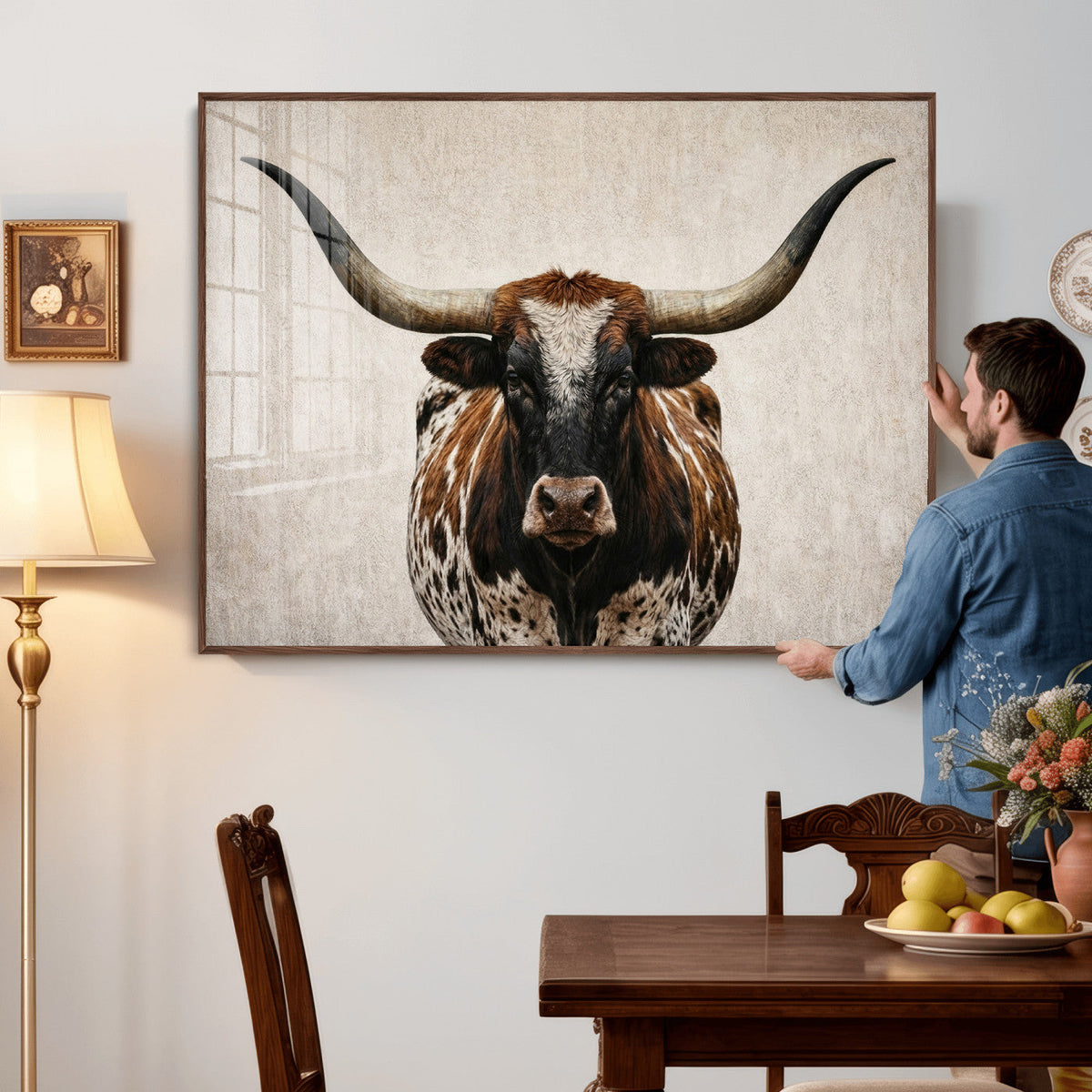Texas Longhorn Canvas Wall Art Western Bull Desert Moody