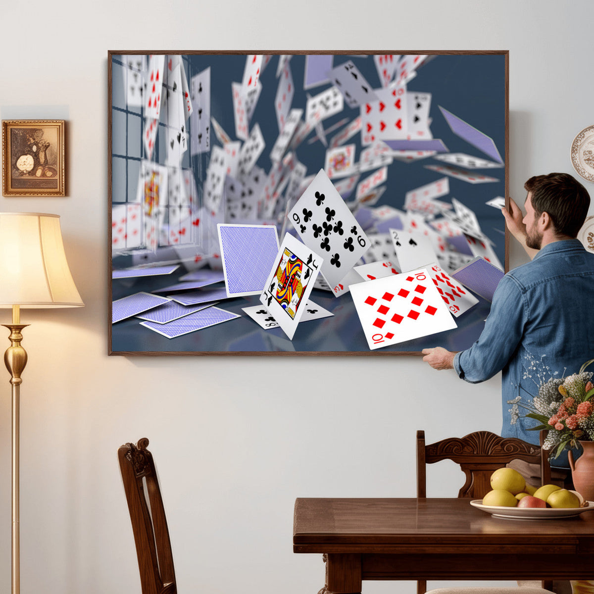 Playing Cards Canvas Wall Art | Casino Game Room Decor,