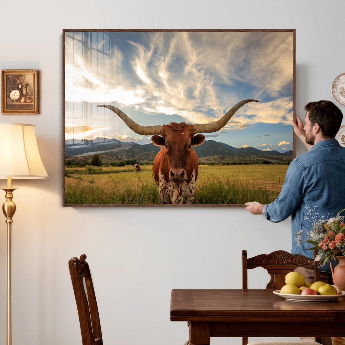 Texas Longhorn Canvas Wall Art – Majestic Triptych Animal