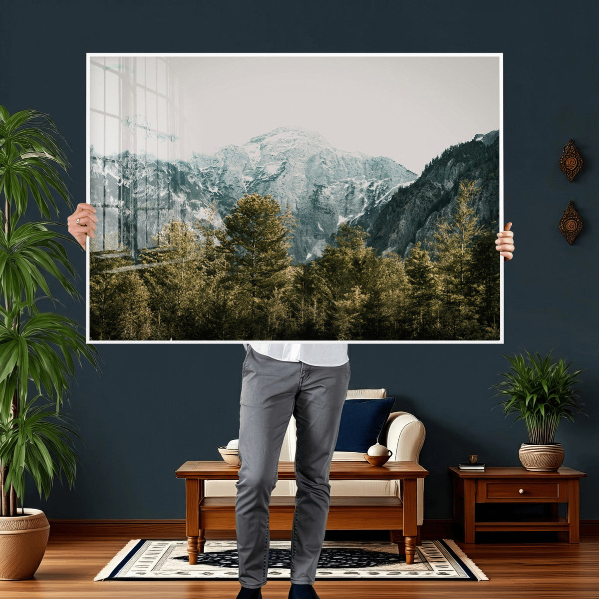 Mountain Forest Wall Art Canvas Print, Alpine Landscape