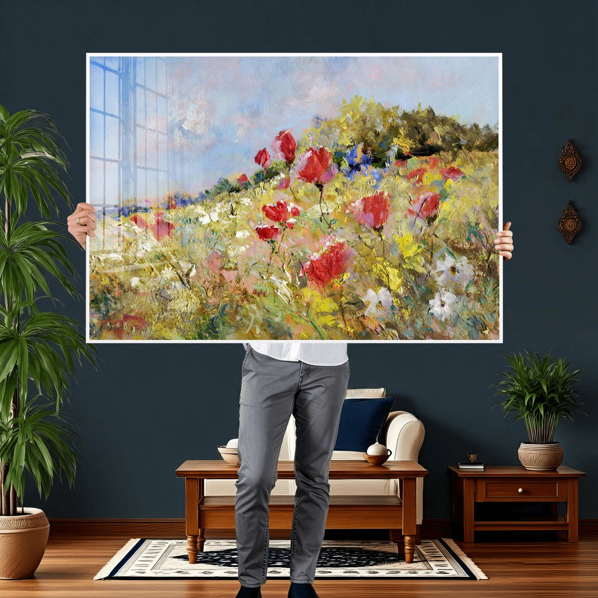 Abstract Mountain Landscape Wall Art Canvas Print – Textured