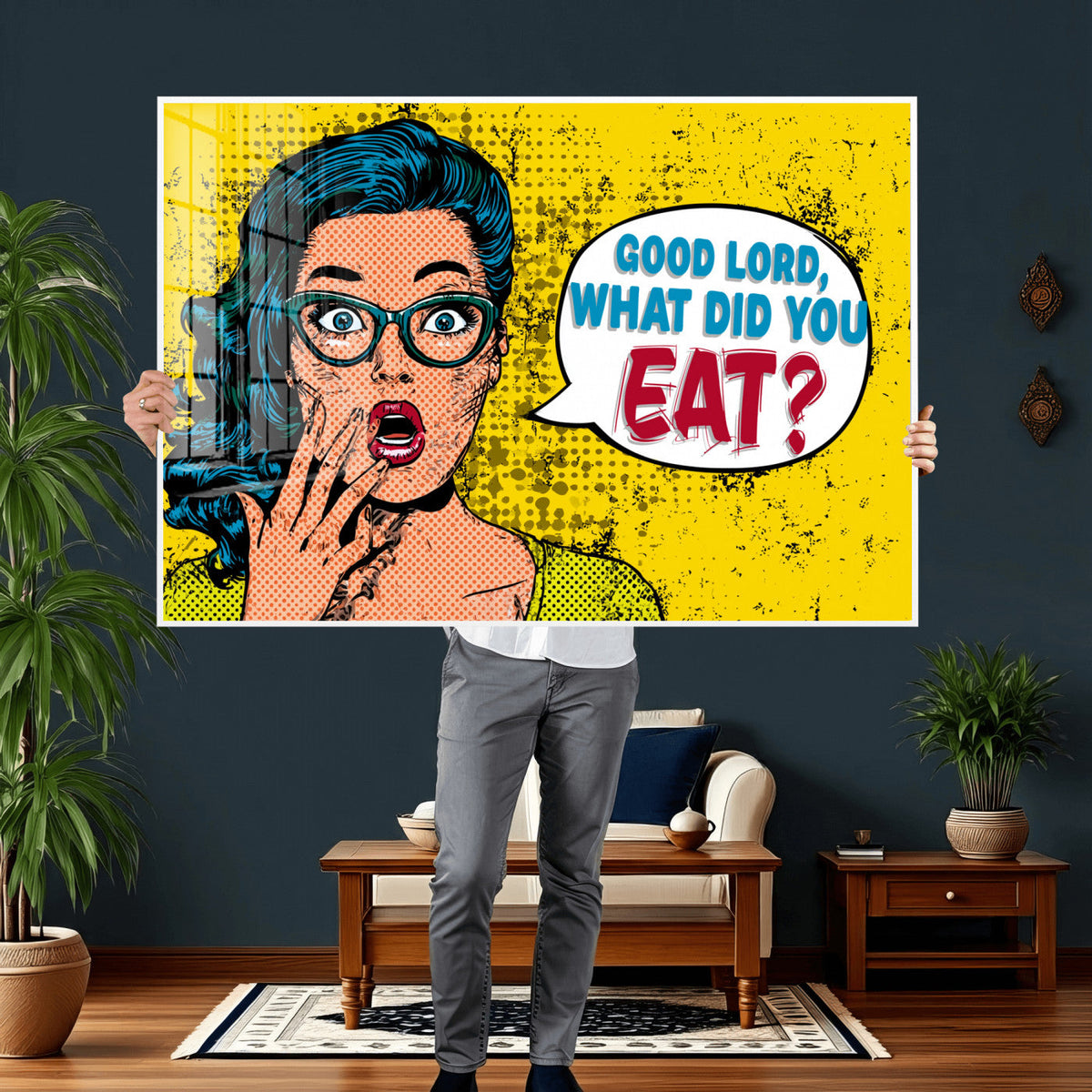 Pop Art Print Bathroom Sign Wall Art Canvas Print — Funny