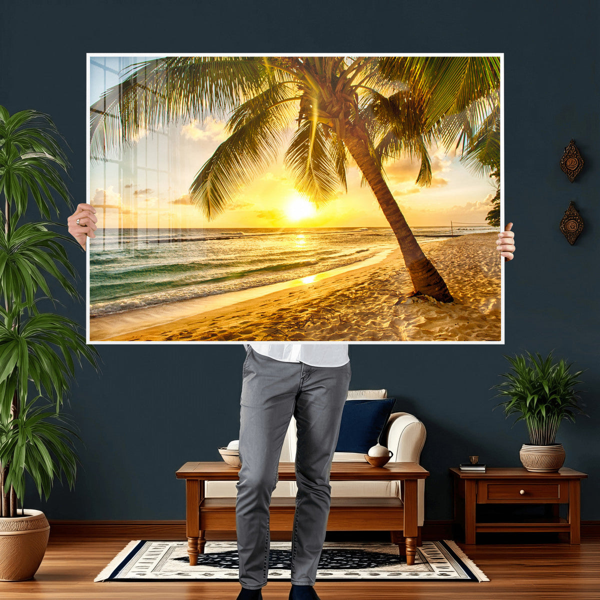 Beach Sunset Canvas Wall Art Print - Tropical Beach Canvas