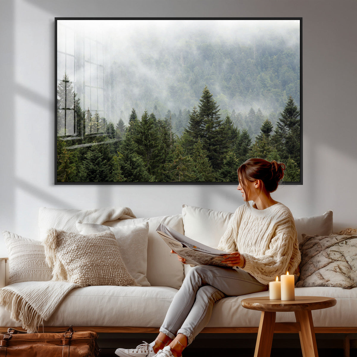 Misty Mountain Forest Wall Art Canvas Print