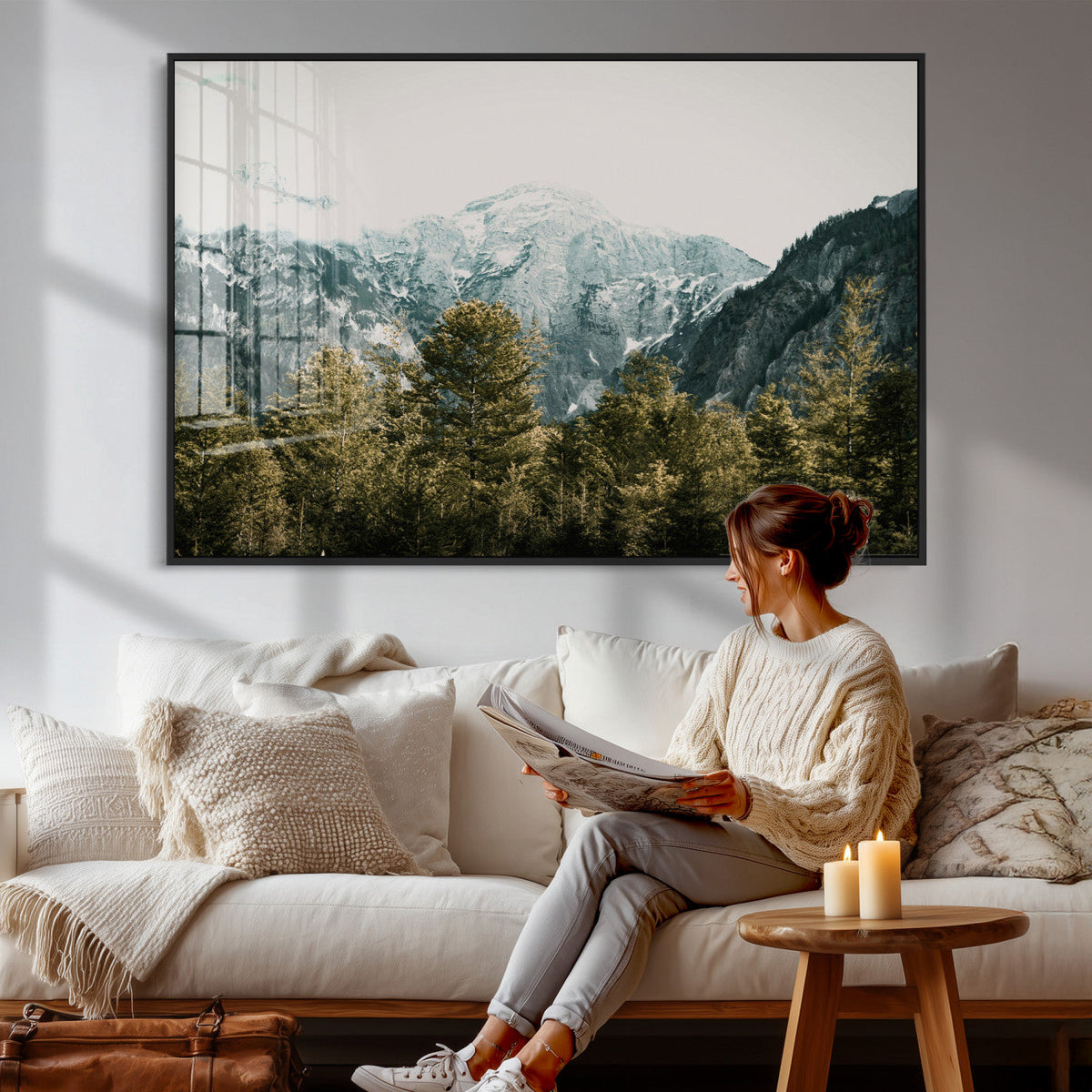 Mountain Forest Wall Art Canvas Print, Alpine Landscape