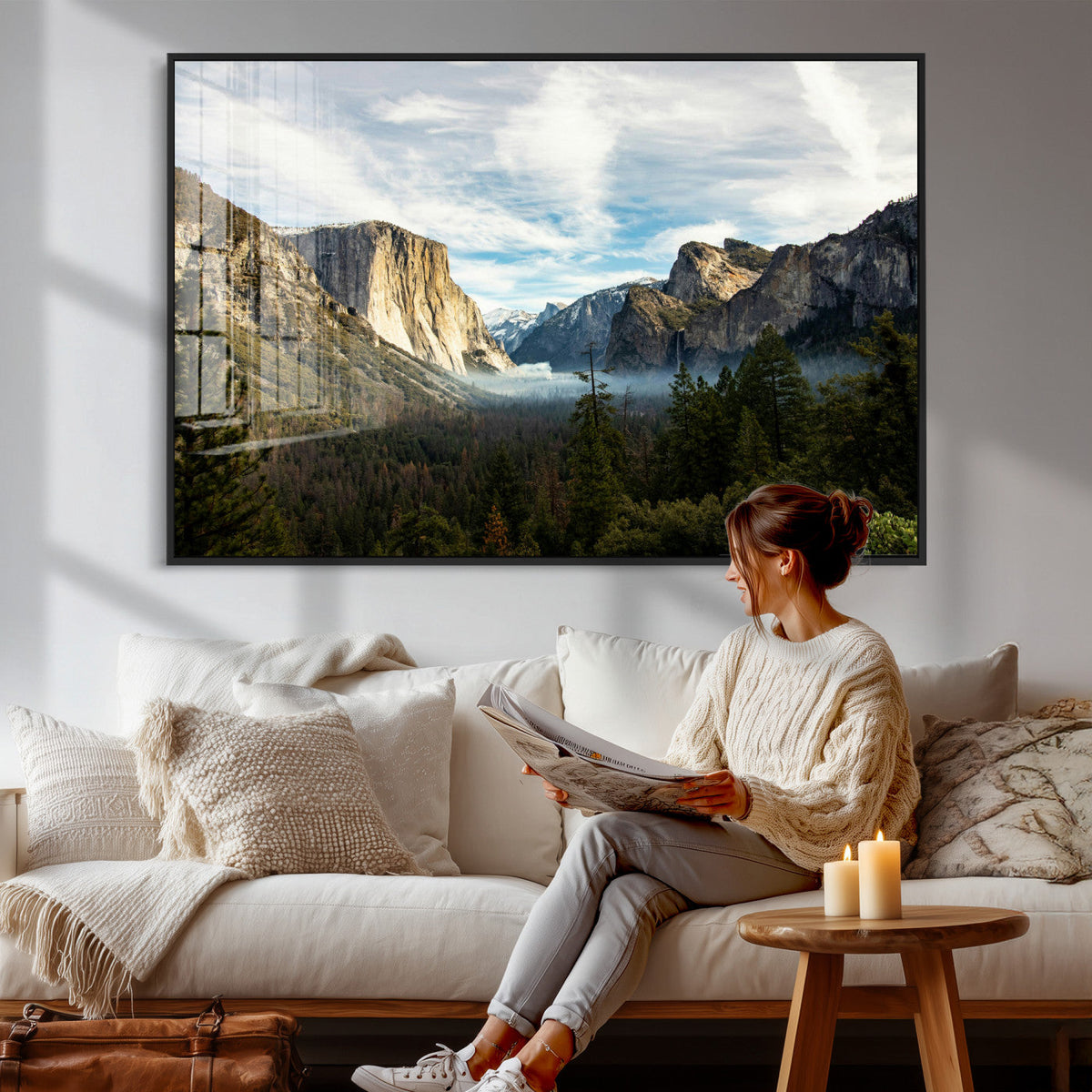 Yosemite Valley Mountain Wall Art Canvas Print, Granite