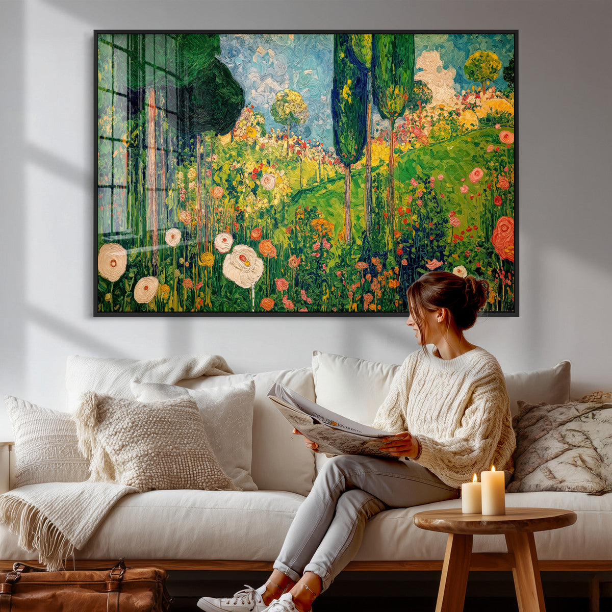 Gustav Klimt Boho Mountain Landscape Large Wall Art,