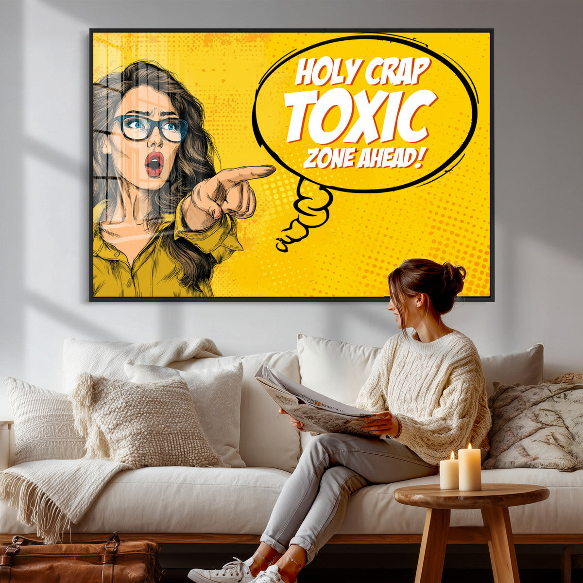 Pop Art Print Bathroom Sign Wall Art Canvas Print — Funny