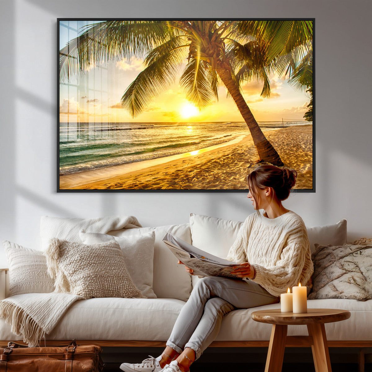 Beach Sunset Canvas Wall Art Print - Tropical Beach Canvas