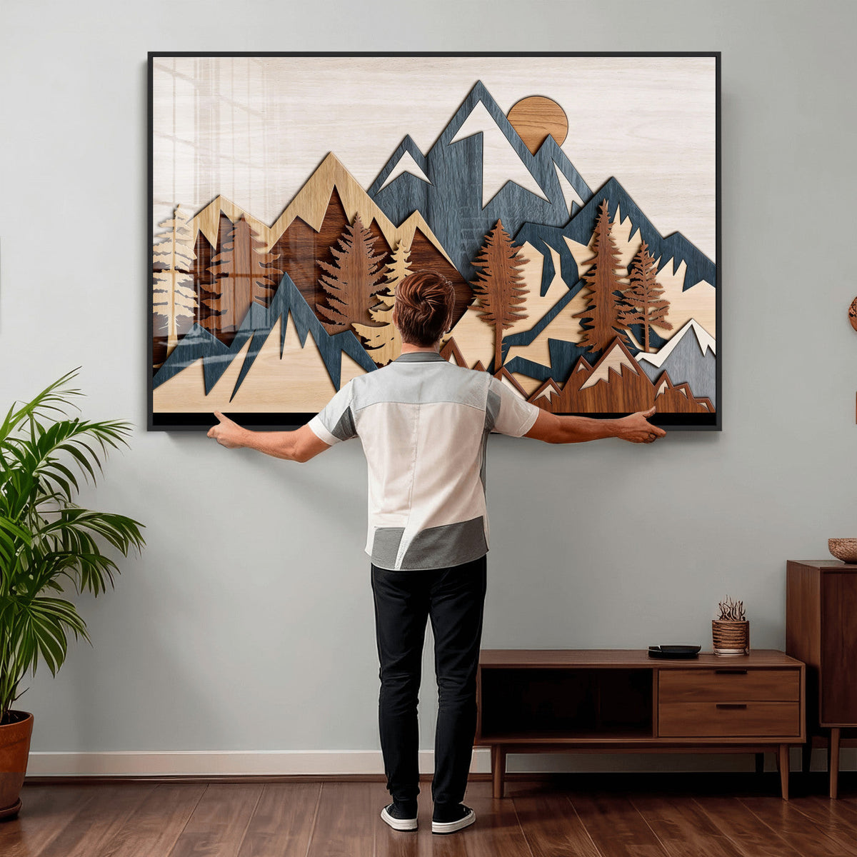 Woodland Mountain Landscape Triptych, Giclee Canvas Art for