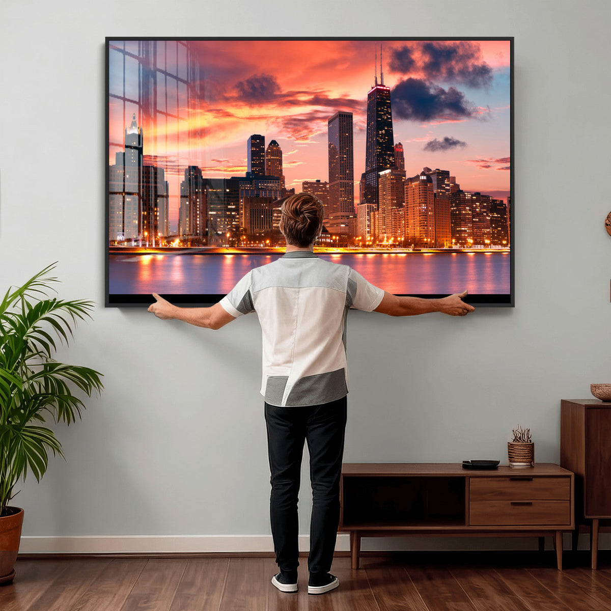Chicago Wall Art Canvas Print - Chicago City Downtown Night