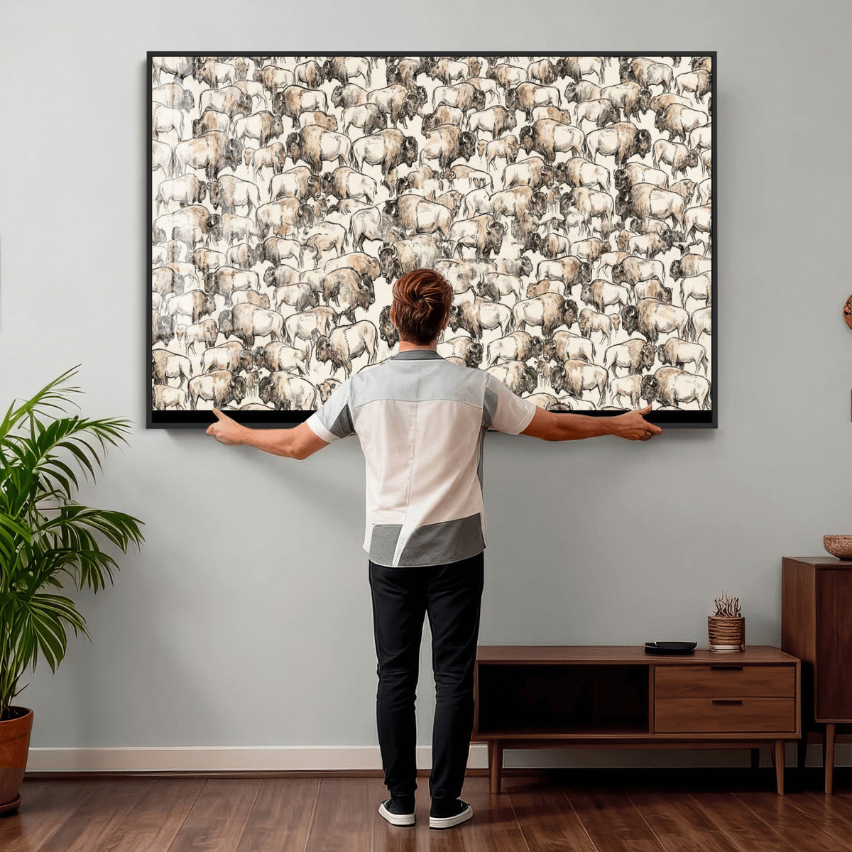 American Bison Canvas Print - Abstract Buffalo Wall Art