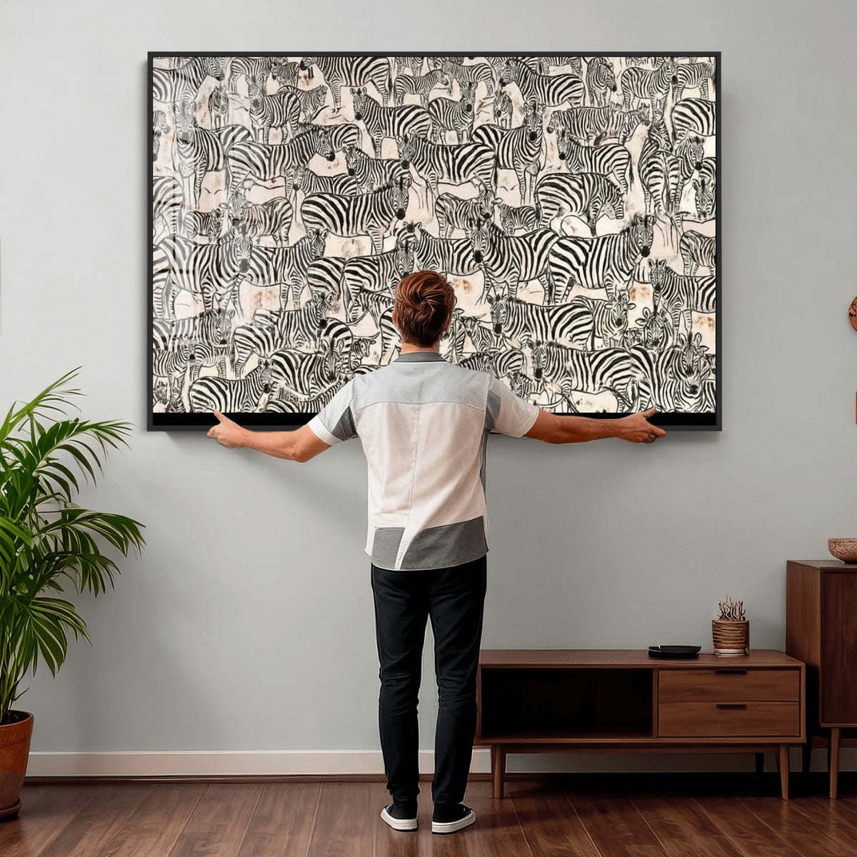 Abstract Zebra Wall Art Canvas Print for Farmhouse Decor