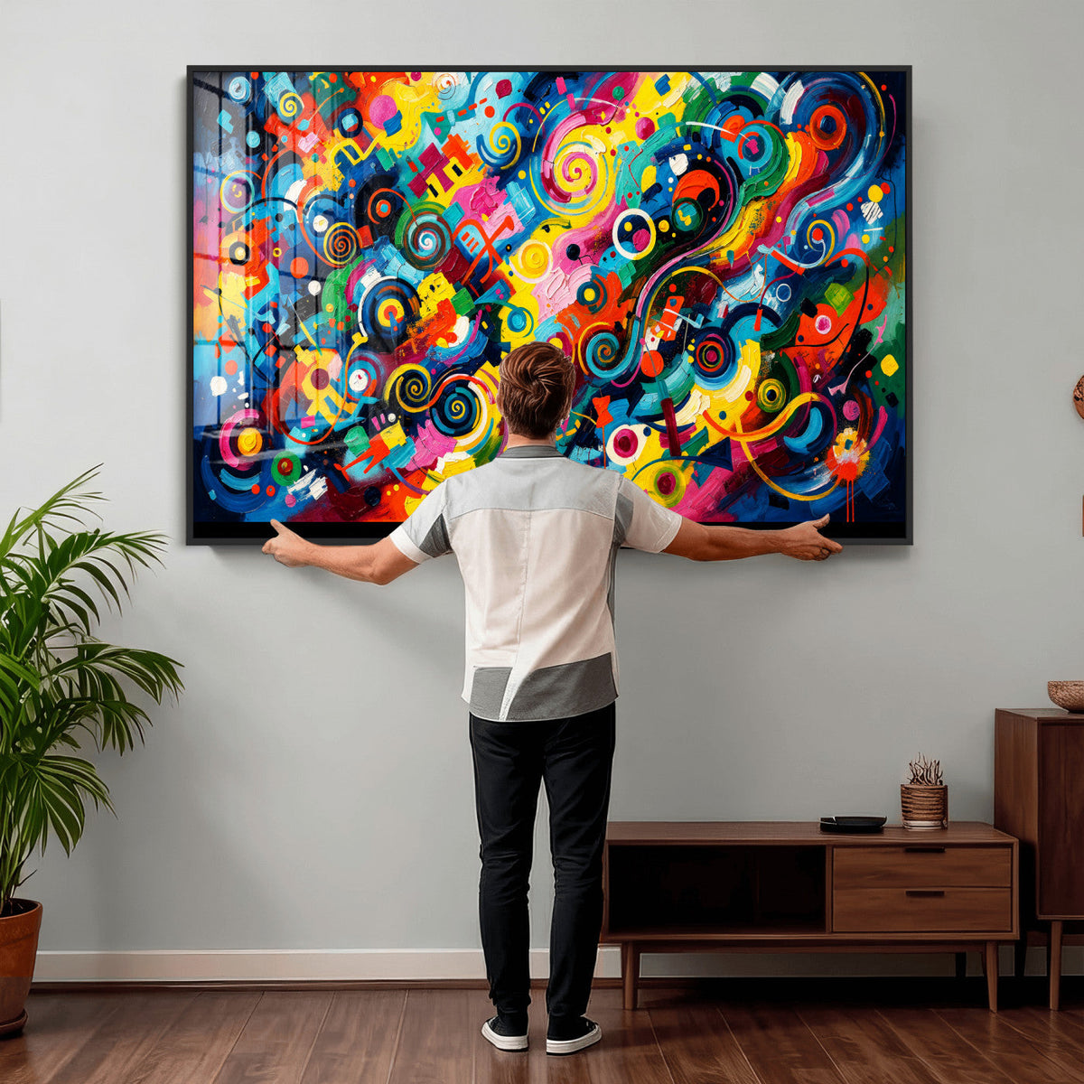 Geometric Abstract Wall Art Canvas Print, Bold Color