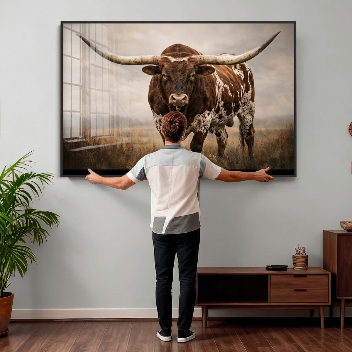 Texas Longhorn Canvas Wall Art Western Bull Desert Moody