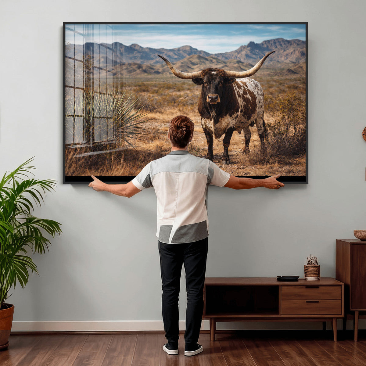 Texas Longhorn Canvas Wall Art Western Bull Desert Moody