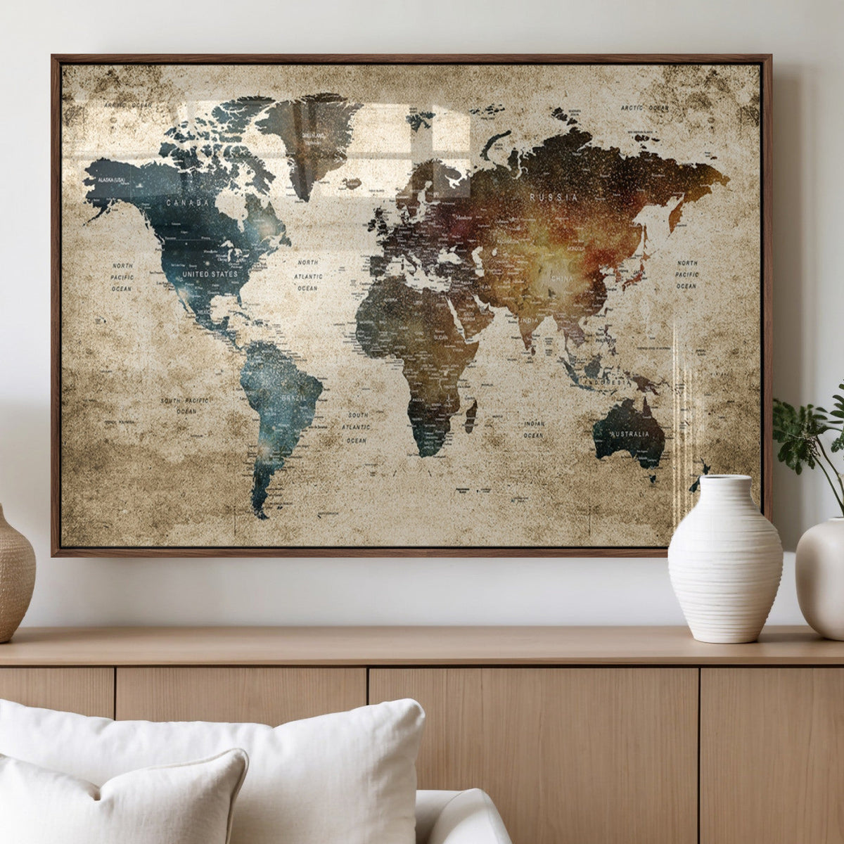 World Map Canvas Print – Detailed Map of the World Wall Art