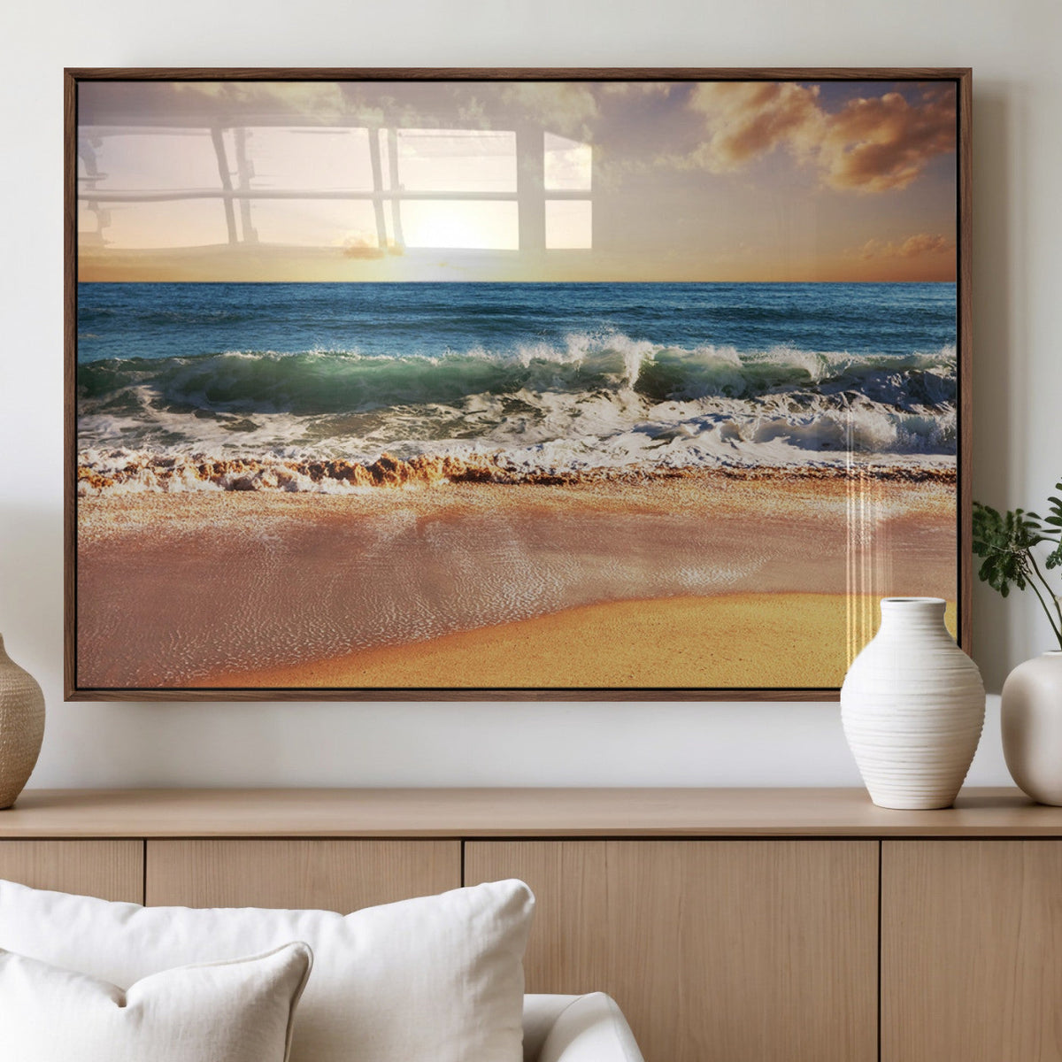 Serene Beach Path Canvas Art, Giclee Canvas Print with