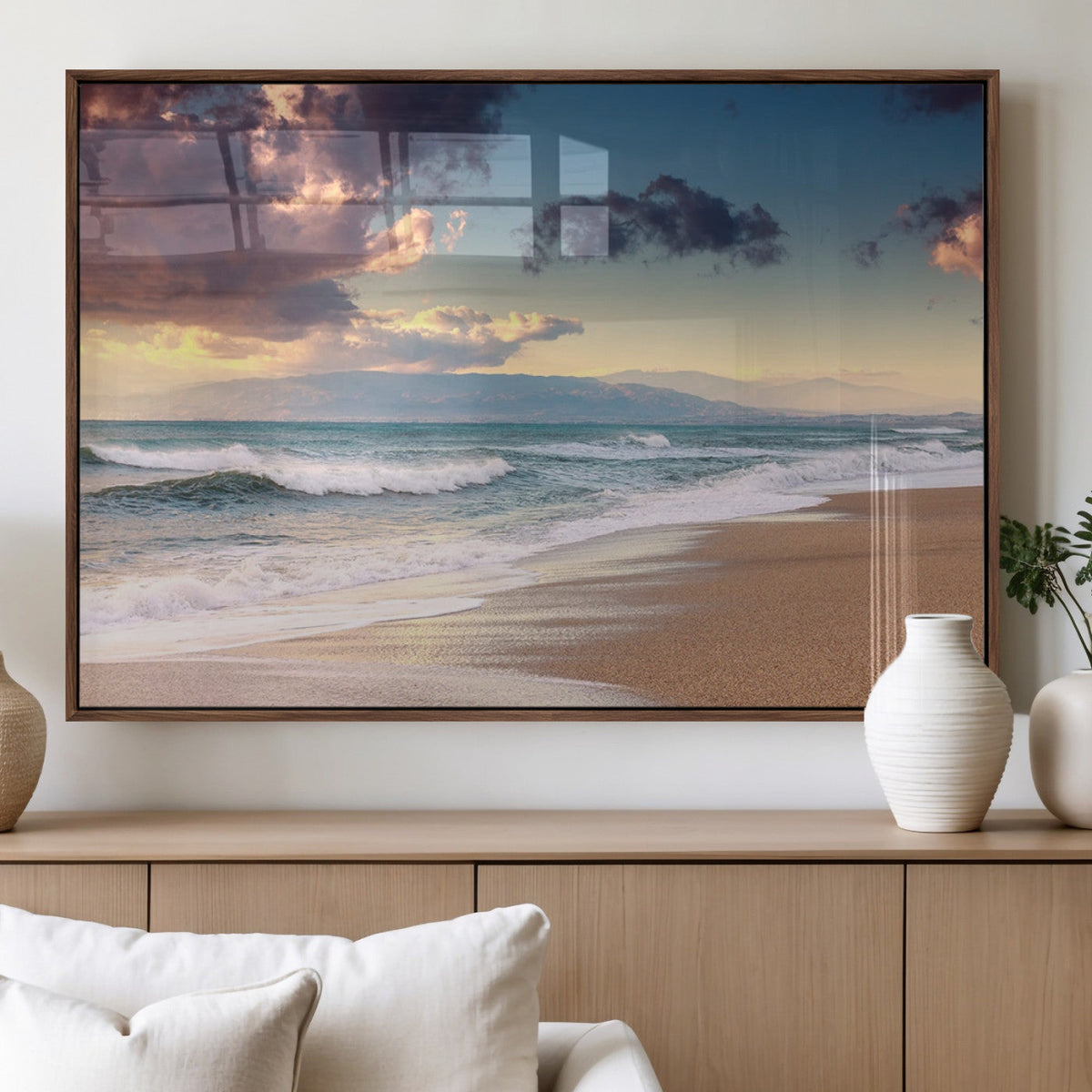 Cloudy Weather Beach Sunset Canvas Print | Sunrise Wall Art
