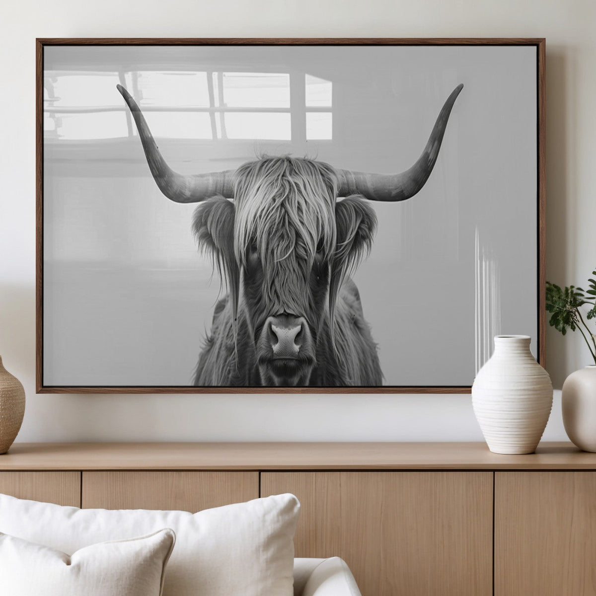 Farmhouse Longhorn Wall Art Canvas Print, Longhorn Texas