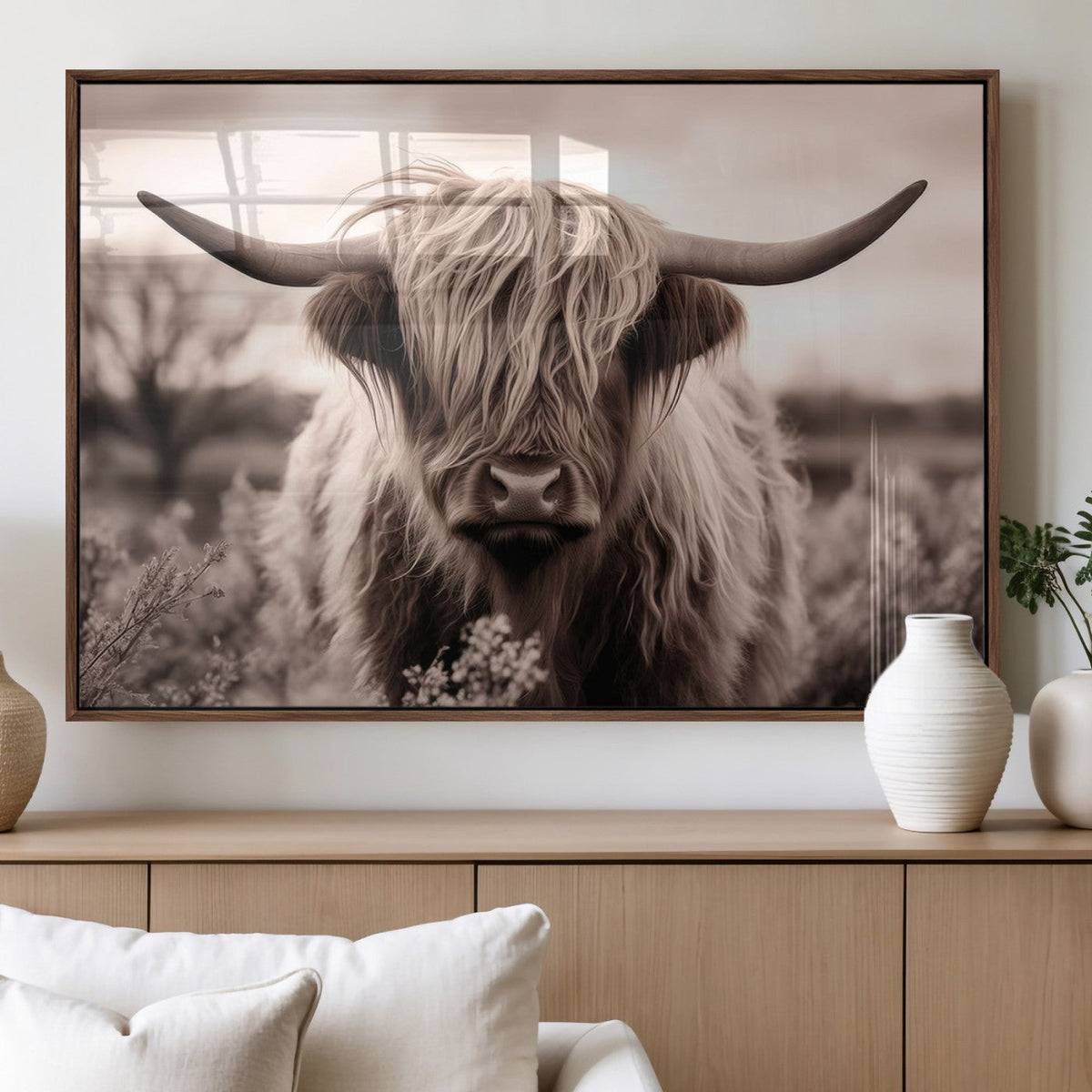 Scottish Cow Longhorn Wall Art Canvas Print