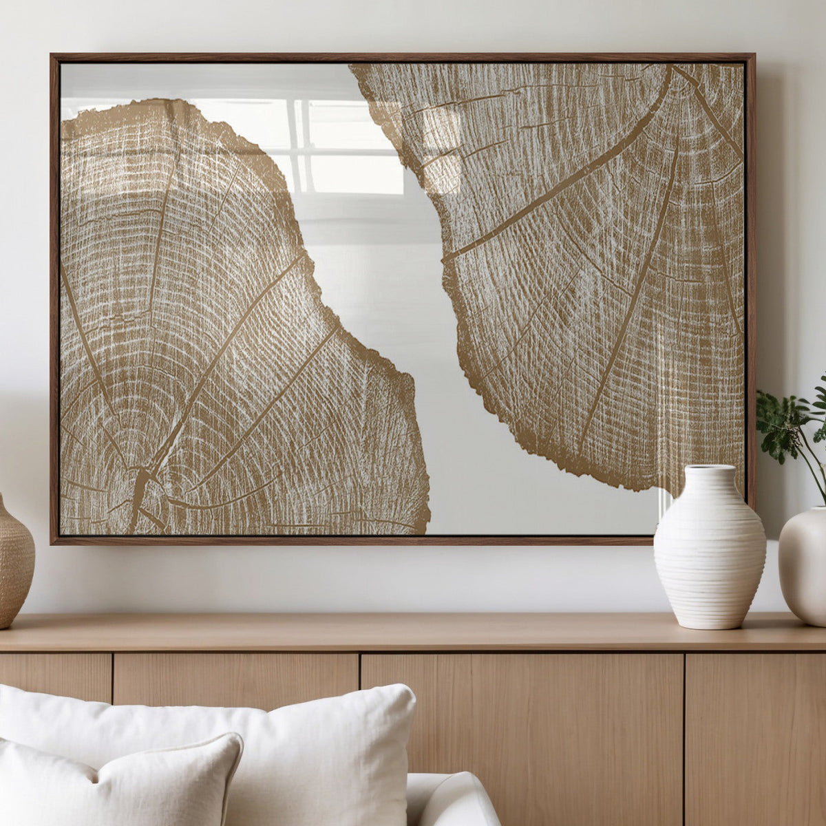 Rustic Brown Tree Ring Wall Art Canvas Print – Framed and