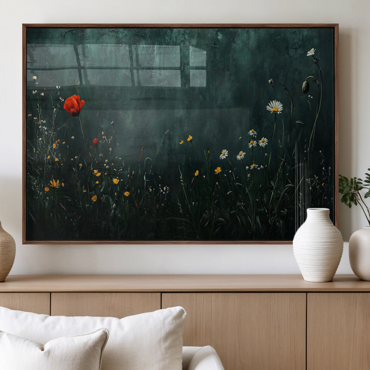 Wildflower Field Framed Wall Art, Vintage Botanical