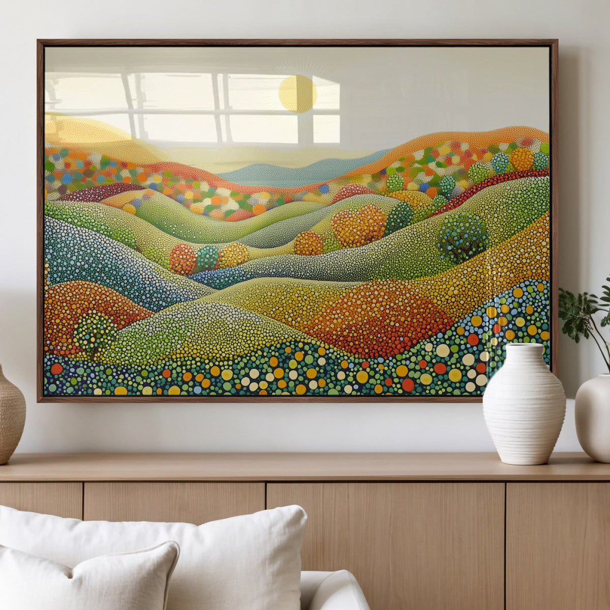 YAYOI KUSAMA Wall Art - Colorful Dot Art Landscape Canvas,