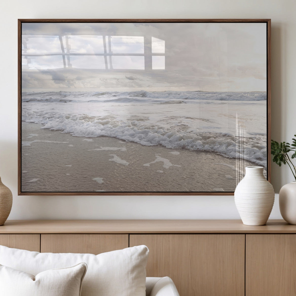 Ocean Waves Wall Art Canvas Print – Framed Coastal Shoreline